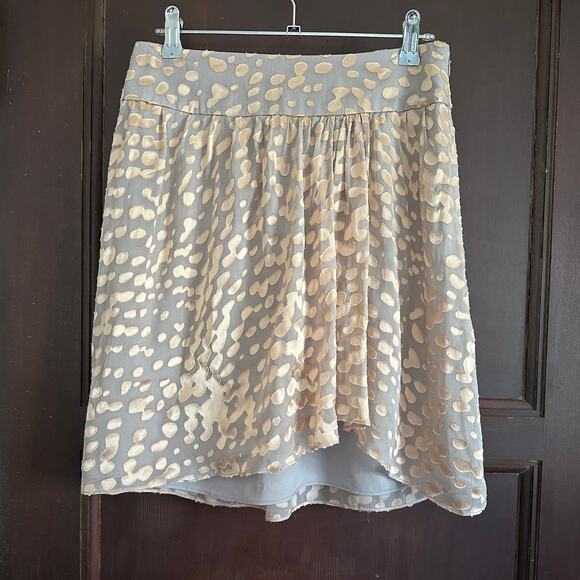 CLUB MONACO | Champagne Burnout Silk  Blend Asymmetrical Skirt | Size 2 - Picture 1 of 5